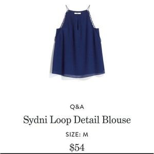 NWT Q&A Sydni Loop Detail Blouse